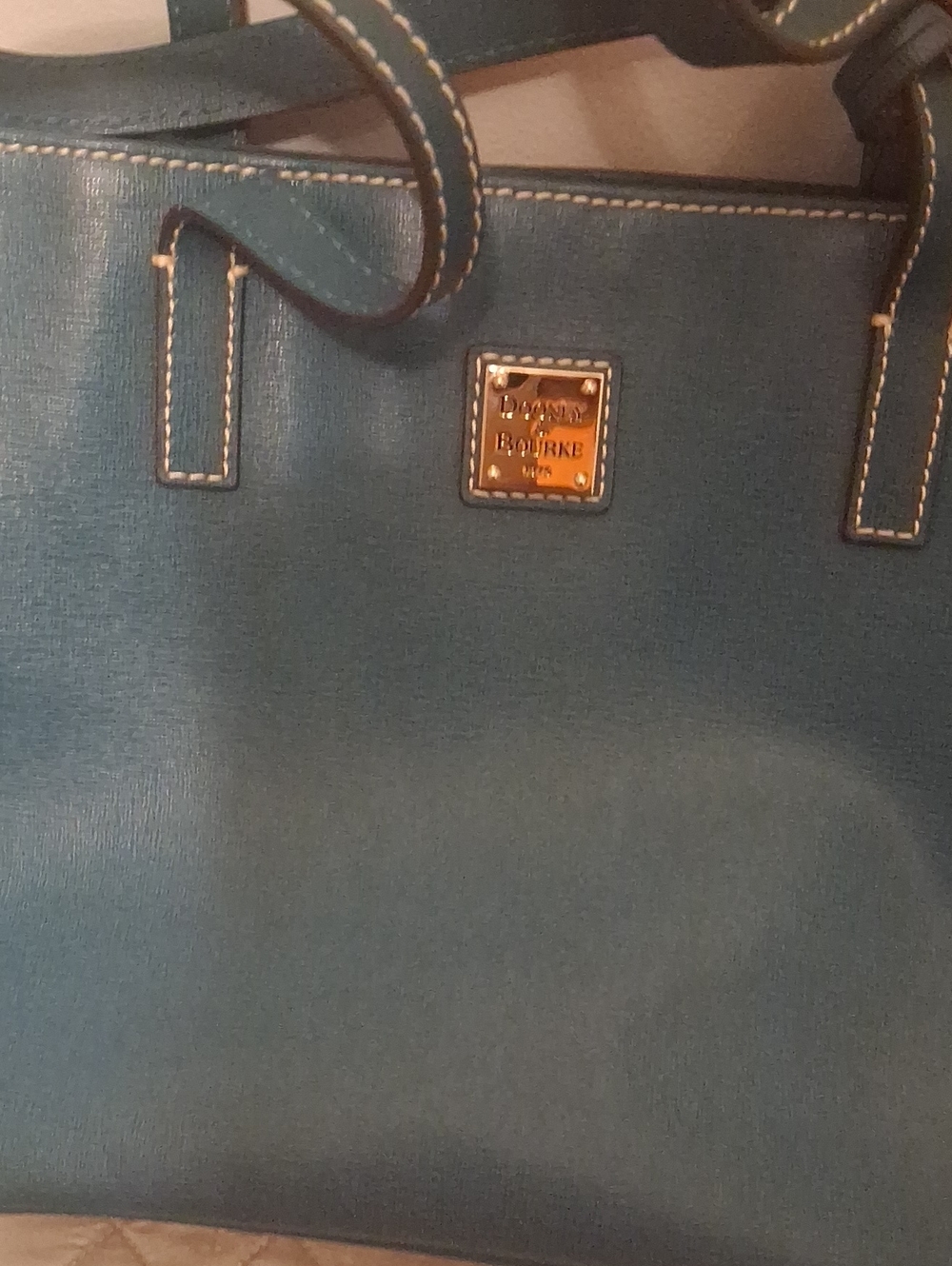 EUC Dooney & Bourke Teal Saffiano Leather Charleston Tote